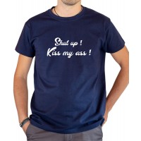 T-shirt OSS 117 Shup up kiss my ass bleu