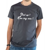 T-shirt OSS 117 Shup up kiss my ass gris