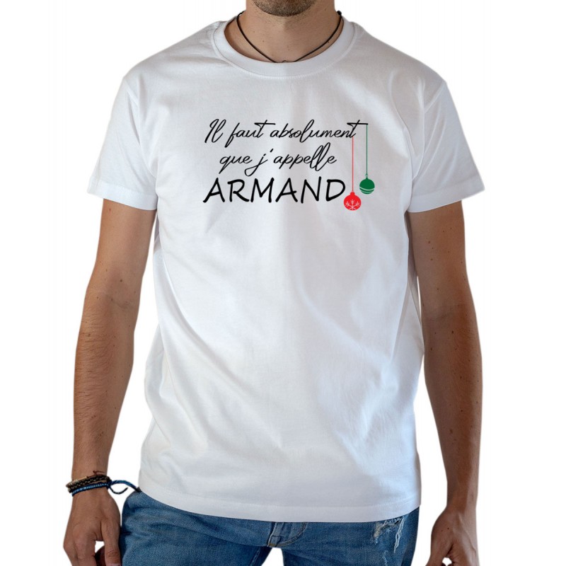 T-shirt Il faut absolument que j'appelle Armand OSS 117 blanc